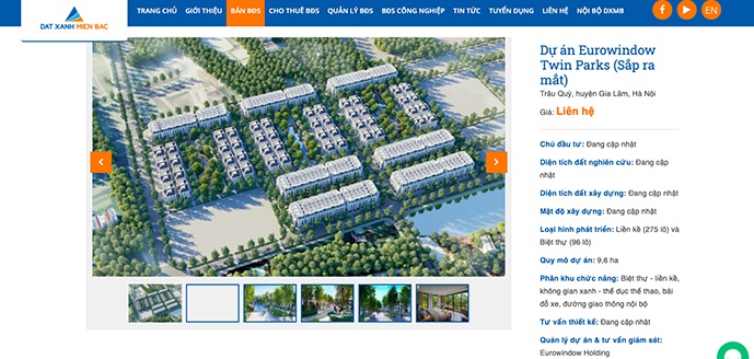 Dự án Eurowindow Twin Parks chưa hoàn thiện hạ tầng đã rao bán rầm rộ