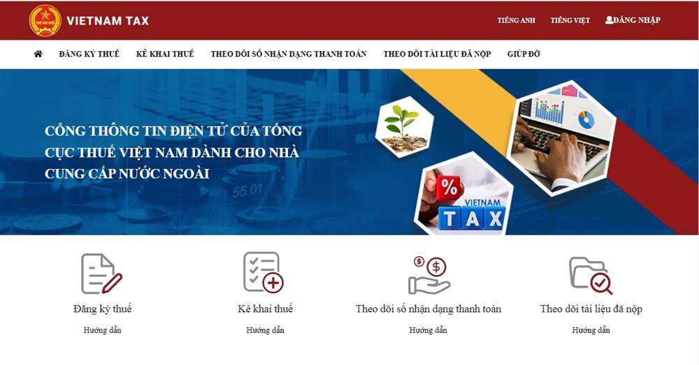 Giao diện Cổng Thông tin điện tử dành cho nhà cung cấp nước ngoài: Etaxvn.gdt.gov.vn
