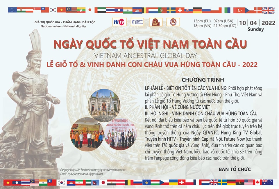 Ngày Quốc Tổ Việt Nam Toàn Cầu 2022 - Lễ giỗ Tổ linh thiêng & Vinh danh con cháu Vua Hùng toàn cầu