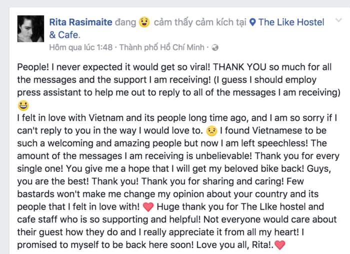 Đã tìm thấy xe đạp bị mất trộm của cô gái Tây đi xuyên Việt ảnh 4