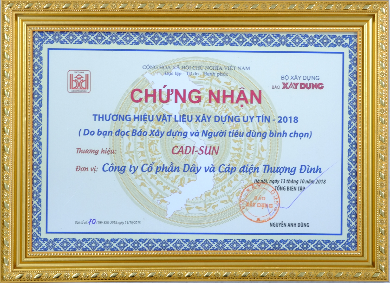 Công bố Top 10 Thương hiệu Thương hiệu Vật liệu Xây dựng uy tín 2018