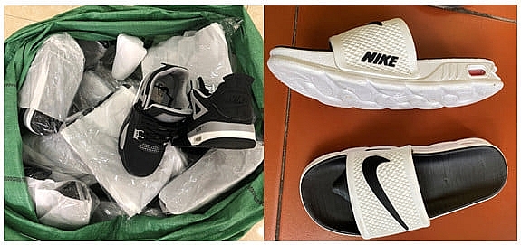 Hải quan tạm giữ hơn 1.000 đôi giầy, dép có dấu hiệu giả mạo nhãn hiệu NIKE